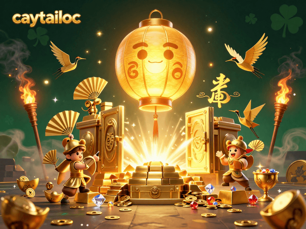 Engage with caytailoc's golden jackpot spirit amidst vibrant treasures and lucky symbols.