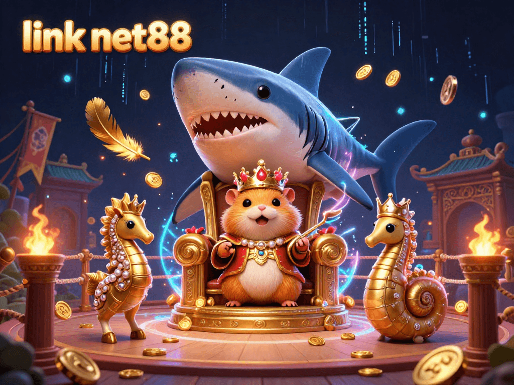 Engage with thrilling gaming action at link net88 featuring a hamster king in a stunning casino arena.