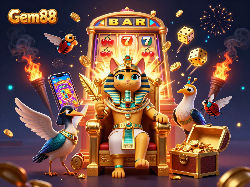 Experience the vibrant thrill of Gem88 with dynamic slot machines and stunning casino visuals.