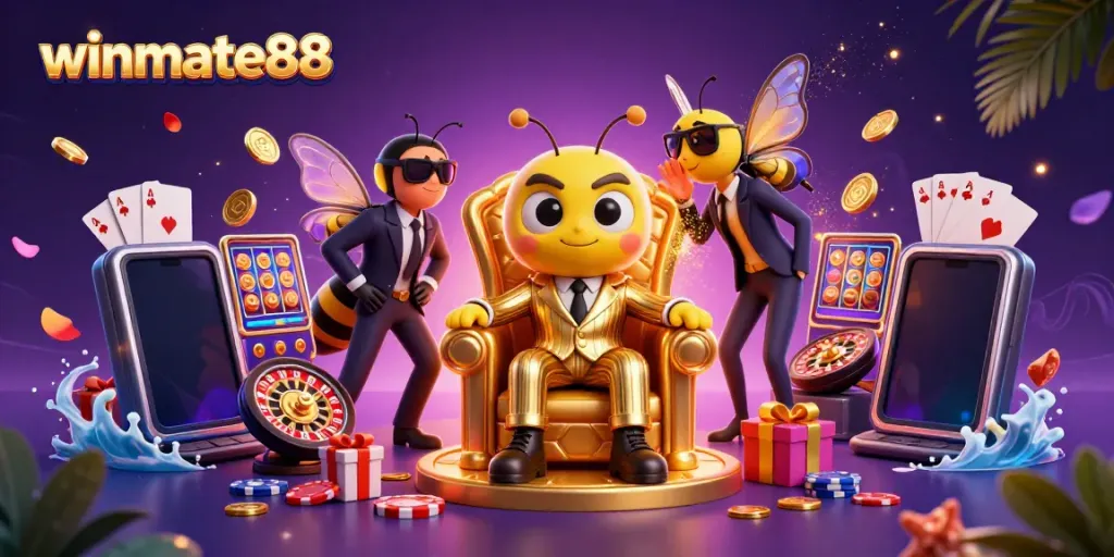 Experience the thrill of winmate88 in this explosive casino adventure scene, capturing dynamic gaming elements.