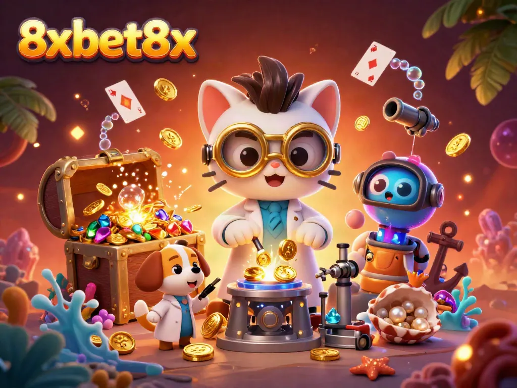 Engage in exciting online gaming adventures with 8xbet8x, featuring vibrant underwater scenes and dynamic character interactions.
