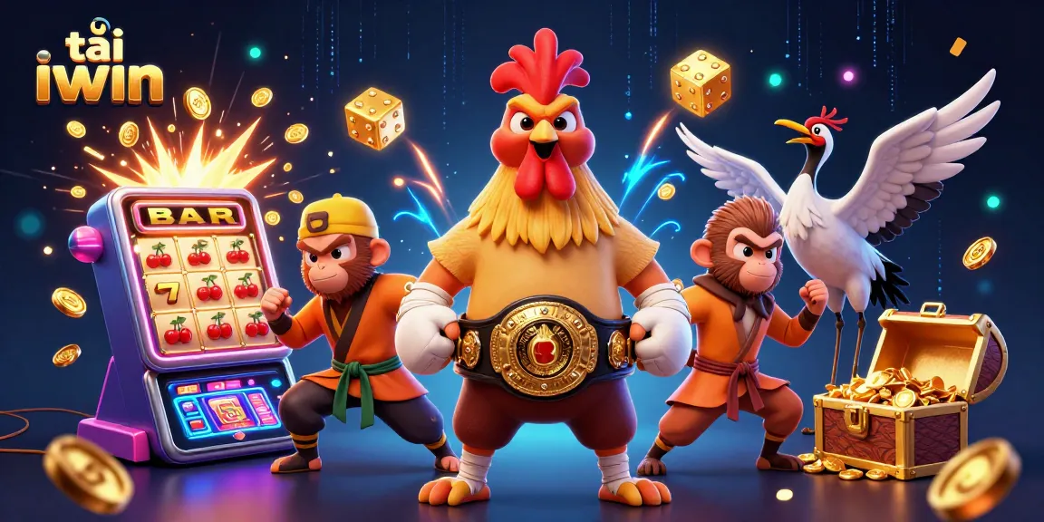 Spin to win with tải iwin, featuring dynamic casino elements and engaging characters.