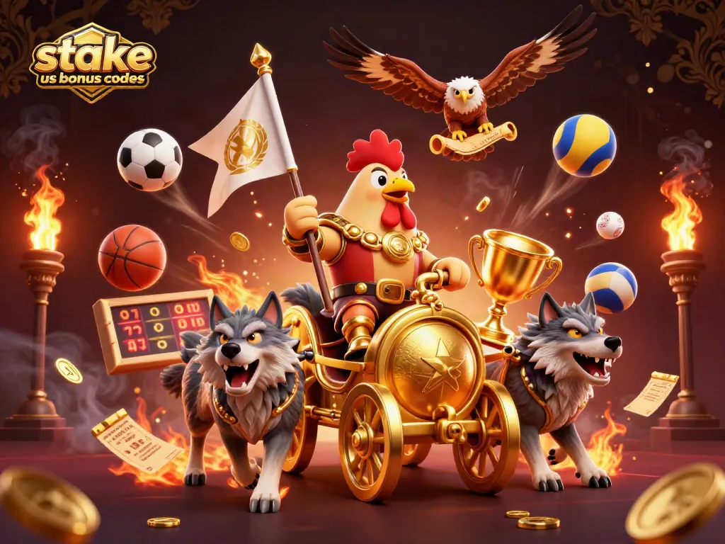 Engage with stake us bonus codes while enjoying a vibrant 3D casino adventure filled with coins and game elements.