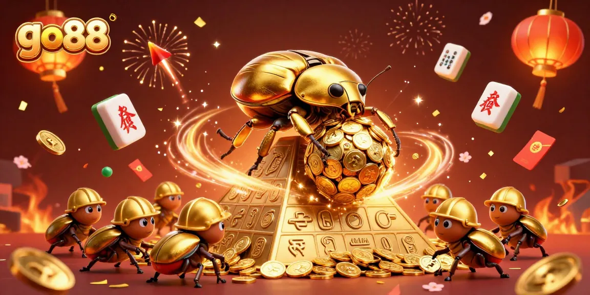 Engage with the vibrant casino world as go88 showcases golden beetles and festive game elements.