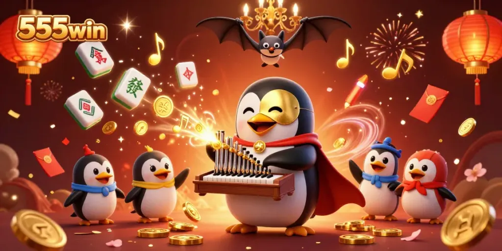 Spin into action with 555win as the phantom penguin fills the air with winning coins!