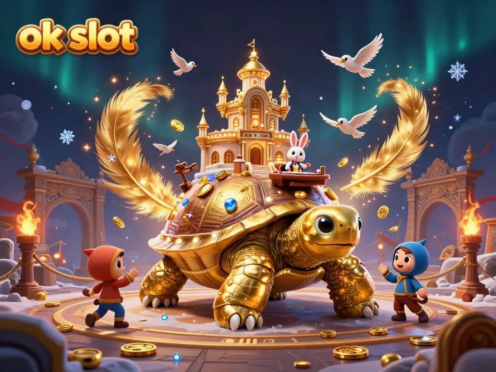 การเล่นสล็อตออนไลน์กับ ok slot บนเต่าทองคำในคาสิโนที่มีสีสัน