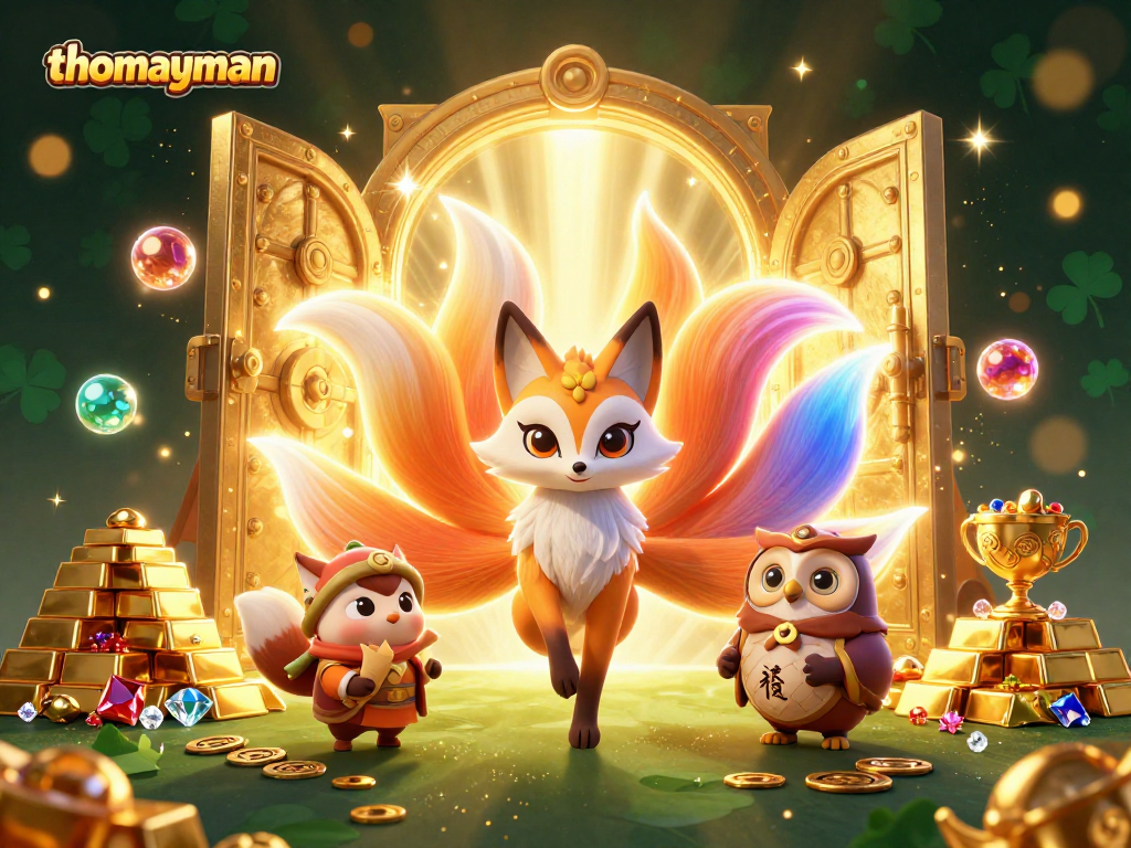 Experience thomayman's thrilling jackpots and vibrant visuals in this dynamic 3D illustration.