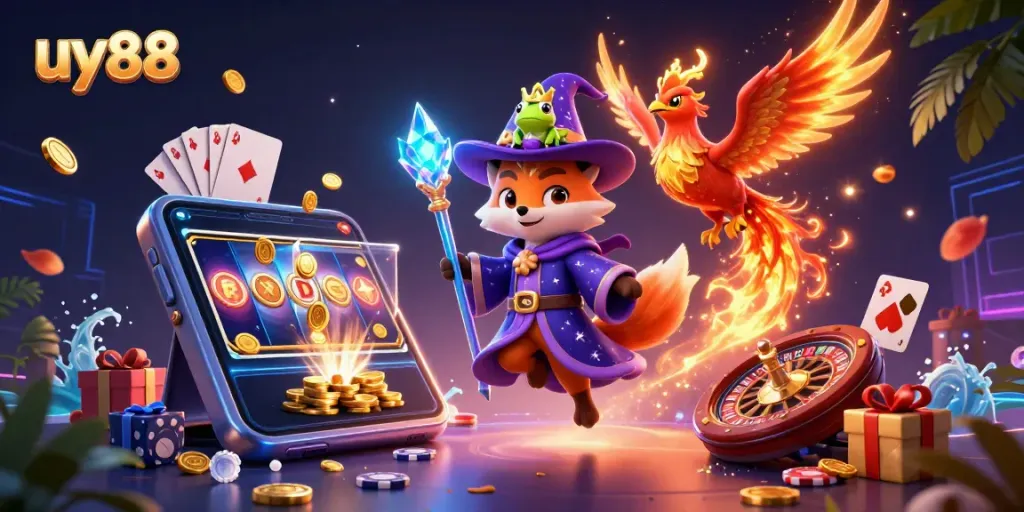 Experience thrilling gaming with uy88's mystical characters and dynamic slot elements.