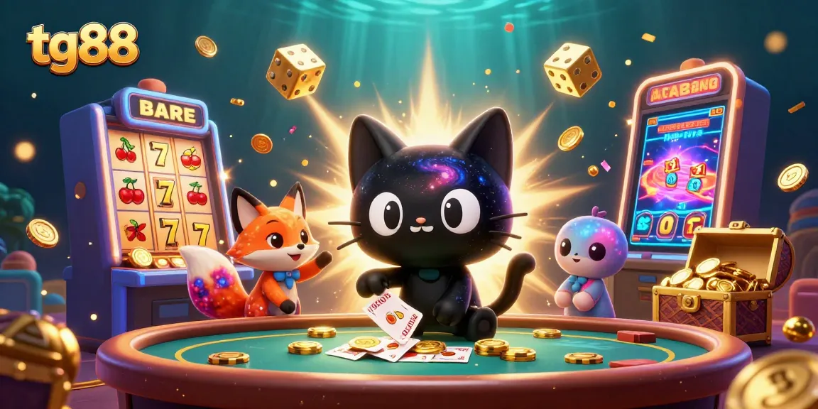 Experience the thrill of tg88 with a black hole cat and a nebula fox in a cosmic casino.