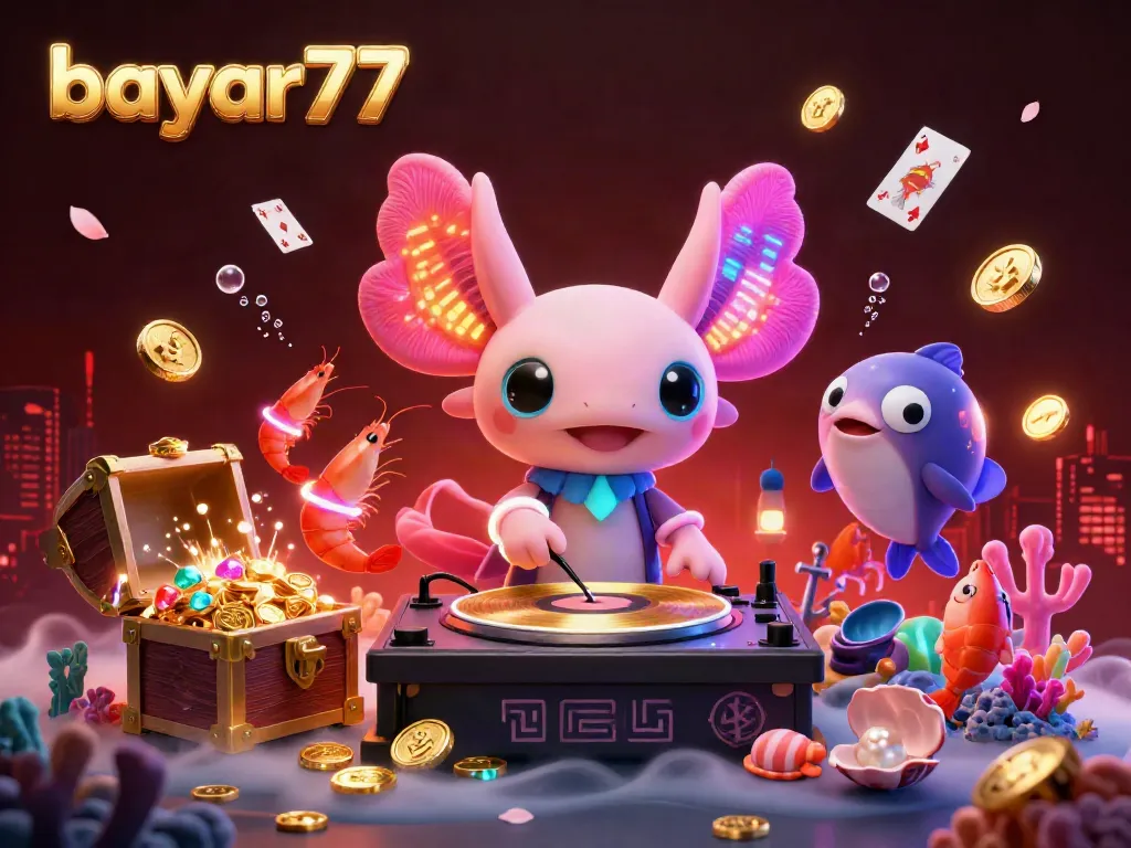 Engage with bayar77 for thrilling underwater casino action featuring vibrant neon characters and dynamic gaming elements.