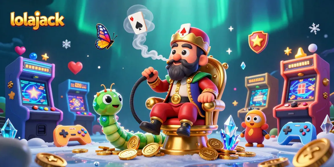 Experience the thrill of lolajack with a vibrant 3D casino illustration showcasing game elements and creativity.