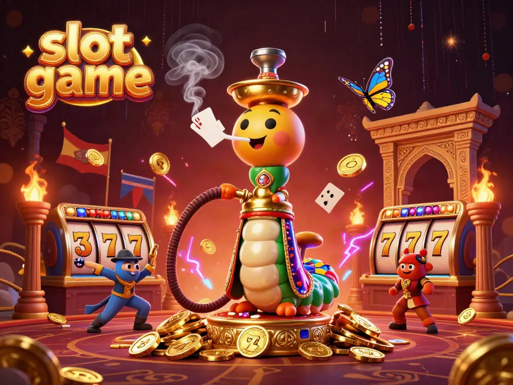 Experience the thrill of slot game action with colorful reels and characters in an illustrative scene.