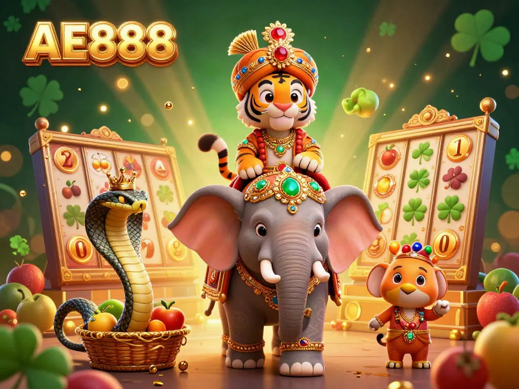 Engage with the vibrant AE888 slot gaming experience in this colorful carnival scene.
