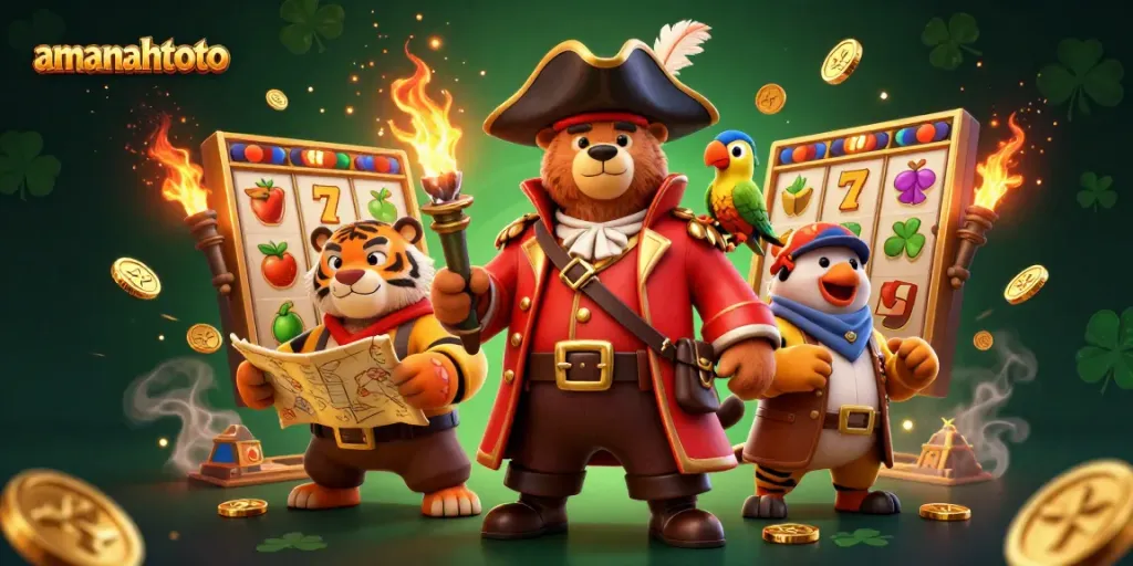 Rasakan keseruan bermain di amanahtoto dengan slot jackpot dan karakter bercorak kasino.
