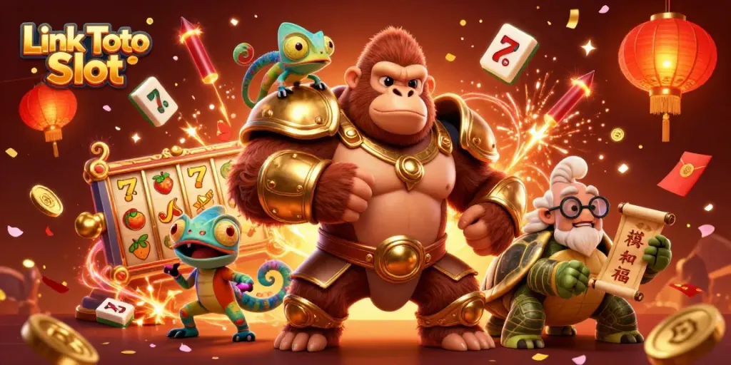 Bermain dengan Link Toto Slot di dunia kasino yang dipenuhi warna dan semangat, menghadirkan simbol keberuntungan.