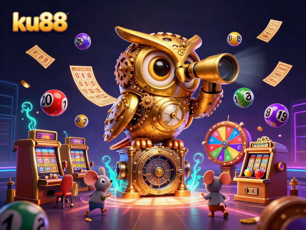 Experience the thrill of gambling with ku88 in a vibrant casino-themed illustration.