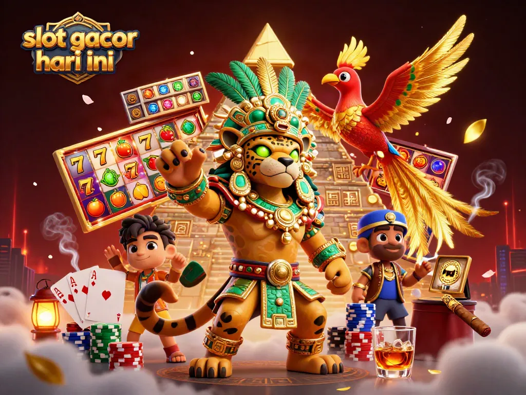Engage in exciting gameplay with slot gacor hari ini, showcasing dynamic slot reels and vibrant casino elements.