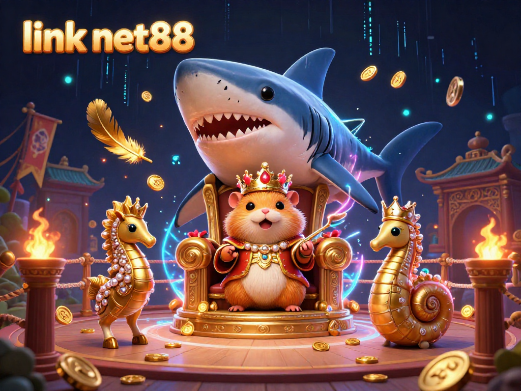 Engage with thrilling gaming action at link net88 featuring a hamster king in a stunning casino arena.