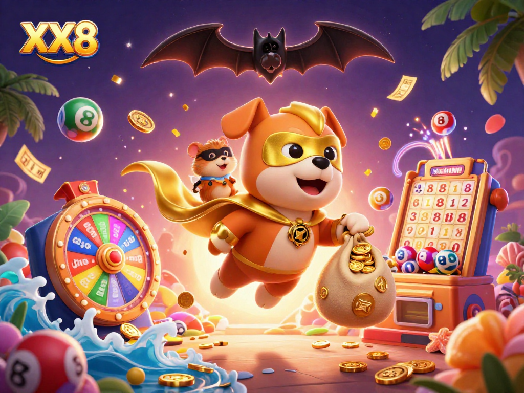 Engage with XX8's exciting world of online gambling through this dynamic cartoon visualization.