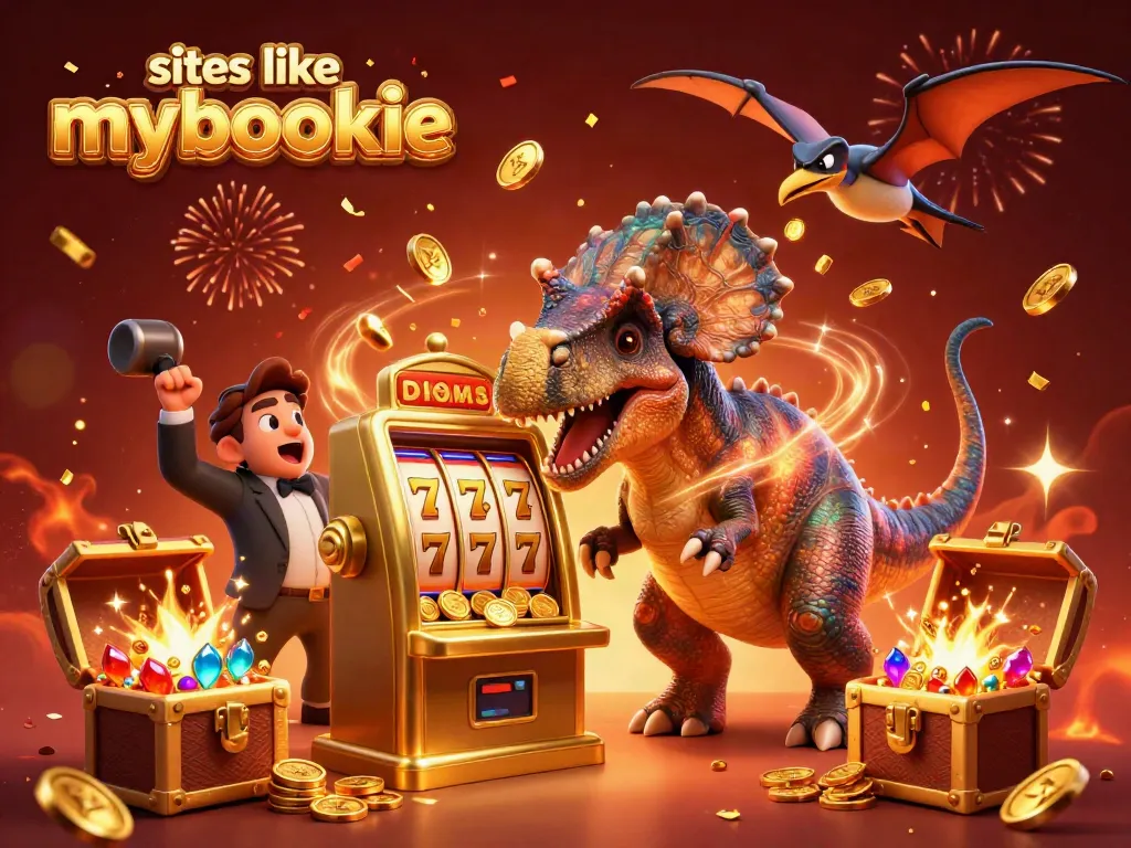 Headbutting pachycephalosaurus wins coins at a golden slot machine like sites like mybookie