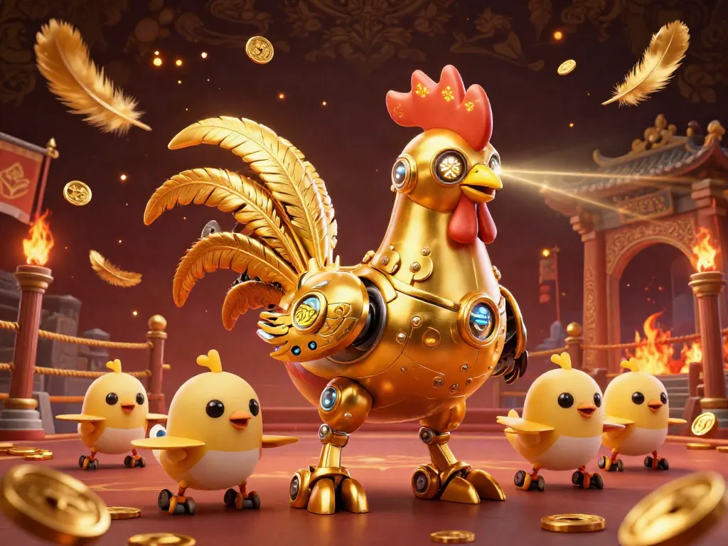 Engage in exciting gaming action with 68win's lavish casino elements and adorable robot characters.