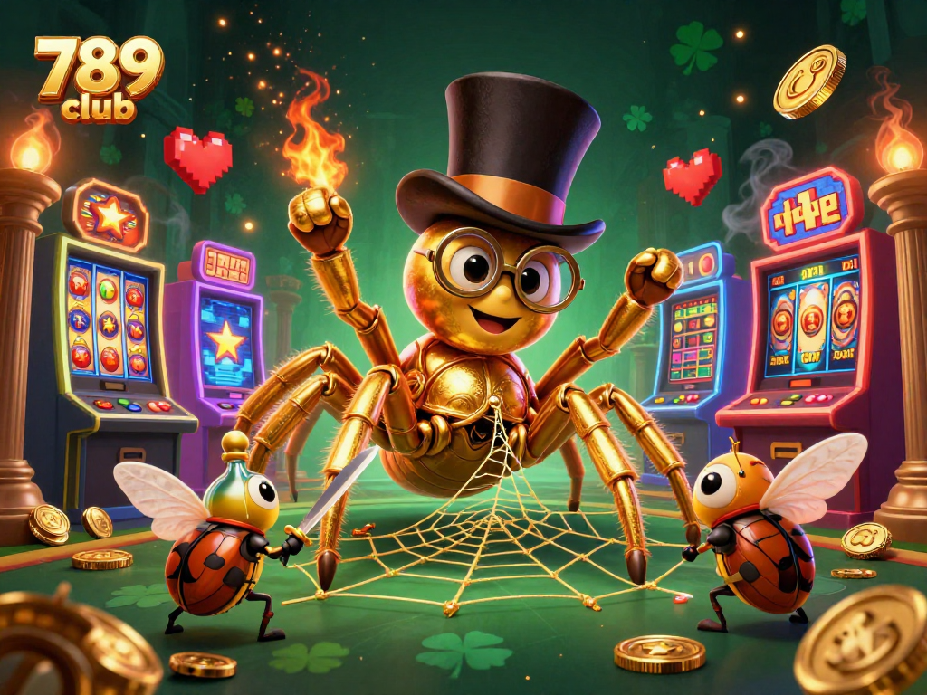 Play immersive games with 789 club's vibrant atmosphere and characters in a dynamic casino scene.