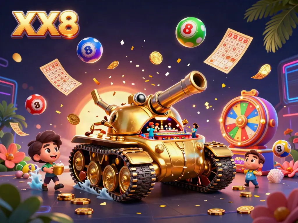 Experience the dynamic XX8 casino adventure with lively game elements and vibrant colors.