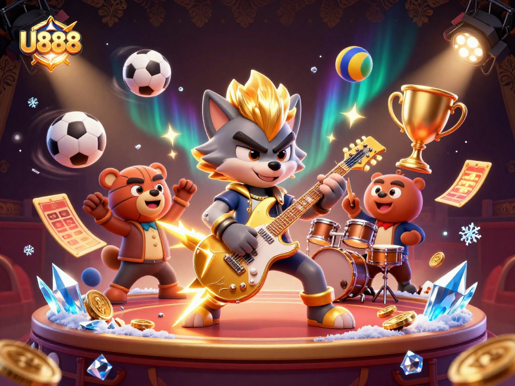 Experience thrilling sports betting action with U888, featuring electrifying characters and dynamic game elements.