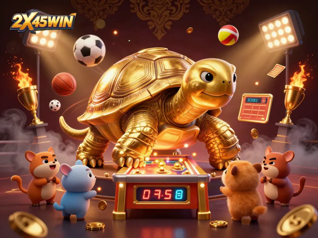 Bermain 2X45WIN dengan kera emas dan bola yang melambung di dalam mesin pinball yang penuh warna.