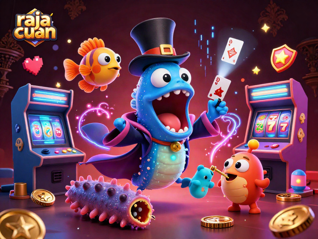 Raja cuan offers exciting gameplay with a vibrant 3D casino scene featuring unique characters.