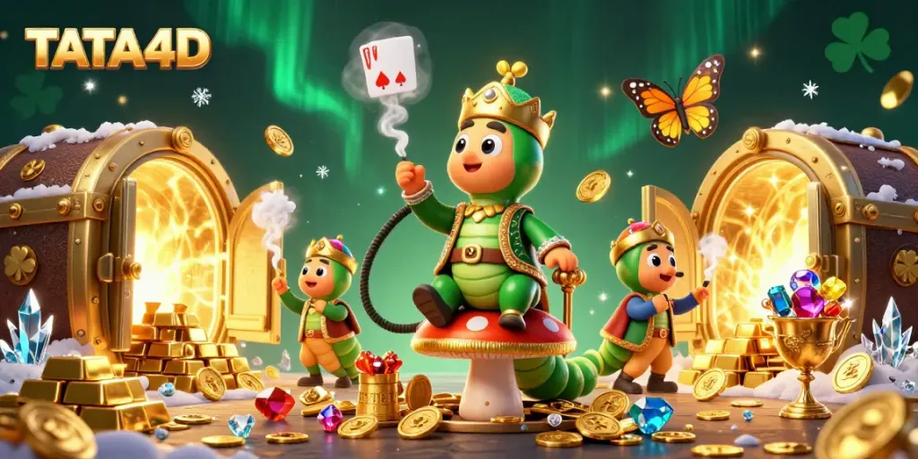 TATA4D immerses players in a vibrant 3D casino world filled with golden treasures and animated characters.