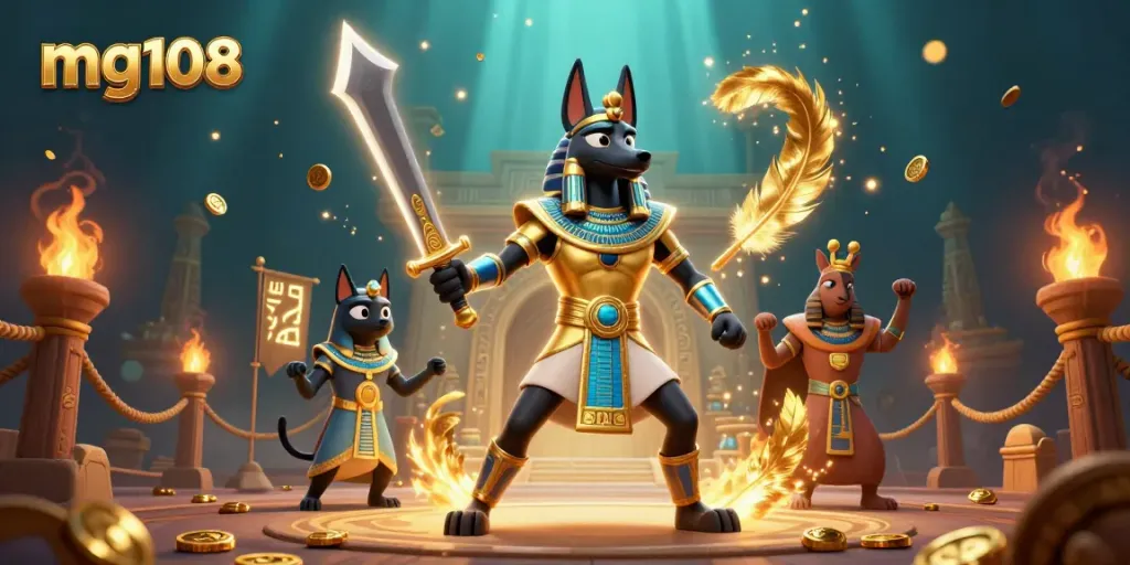 Petualangan mg108 di dunia kasino yang megah dengan Anubis dan Bastet.