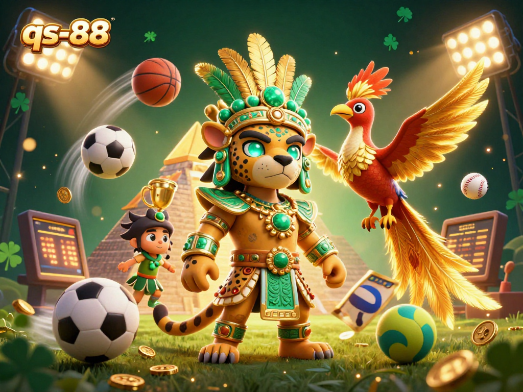 Engage with thrilling sports betting action at qs-88 with dynamic elements and colorful illustrations.