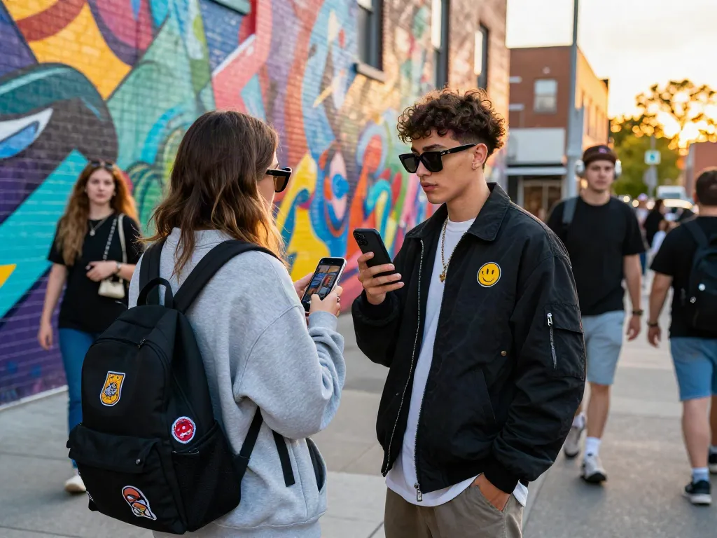 Street fashion influencer sharing peh888 style tips in a vibrant urban setting
